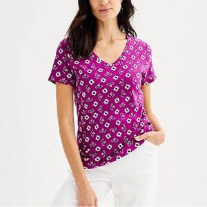 NWOT Croft and Barrow Floral Tee Size L